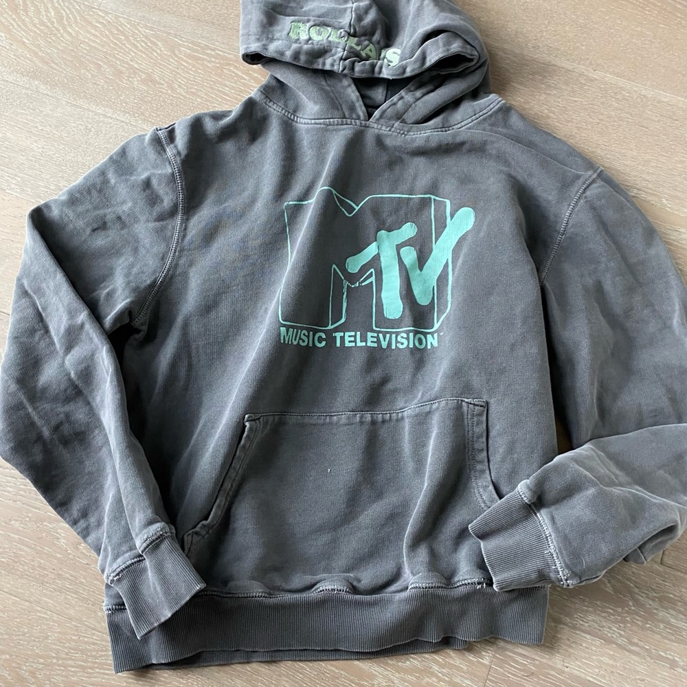 Rolla’s Mtv collaboration distressed washed out sweatshirt hoodie gray medium